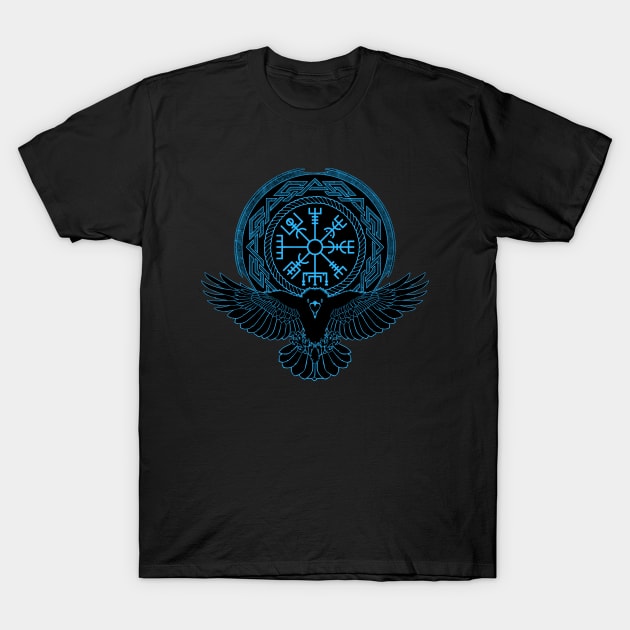 Viking Raven, Vegvisir and Celtic Knotwork T-Shirt by NicGrayTees